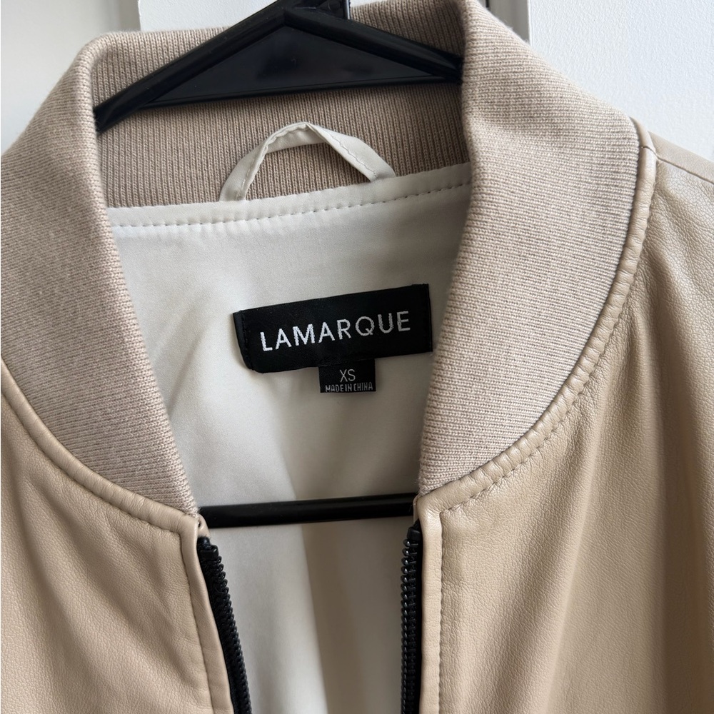 Lamarque Beige Cropped Bomber Jacket - Picture 7 of 8